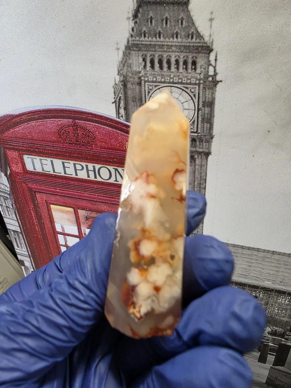 Flower Agate Point - Flowery Cream & Orange Polished Tower
